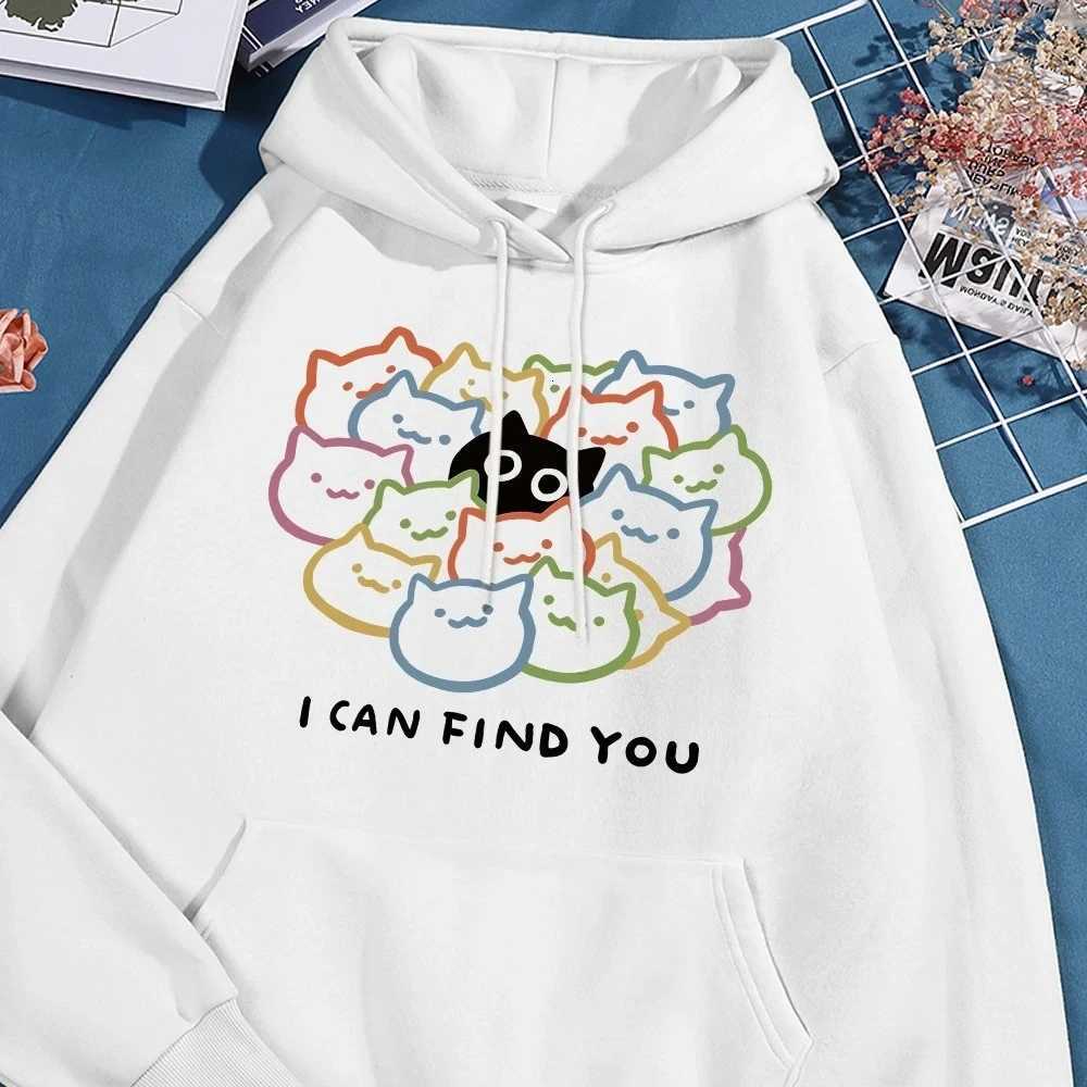 I Can Find You Fun Cat Hoodies Women Street 2025 Winter Autumn Sweatshirt Fleece Pullover Clothes Sweatshirts Women ClothingZ250918