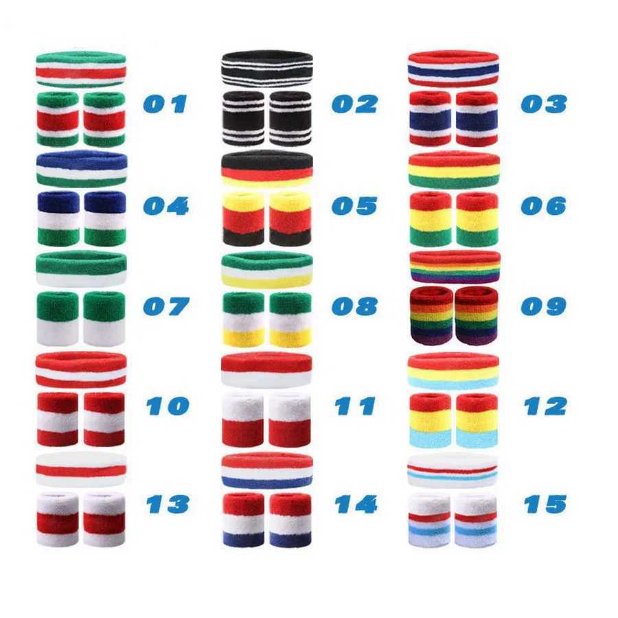 1 Set Sport Wristbands HEADband Towel Sweat Bands For Men Women Basketball Yoga Tennis FitnESS Band Wrist Support PROtect J251211