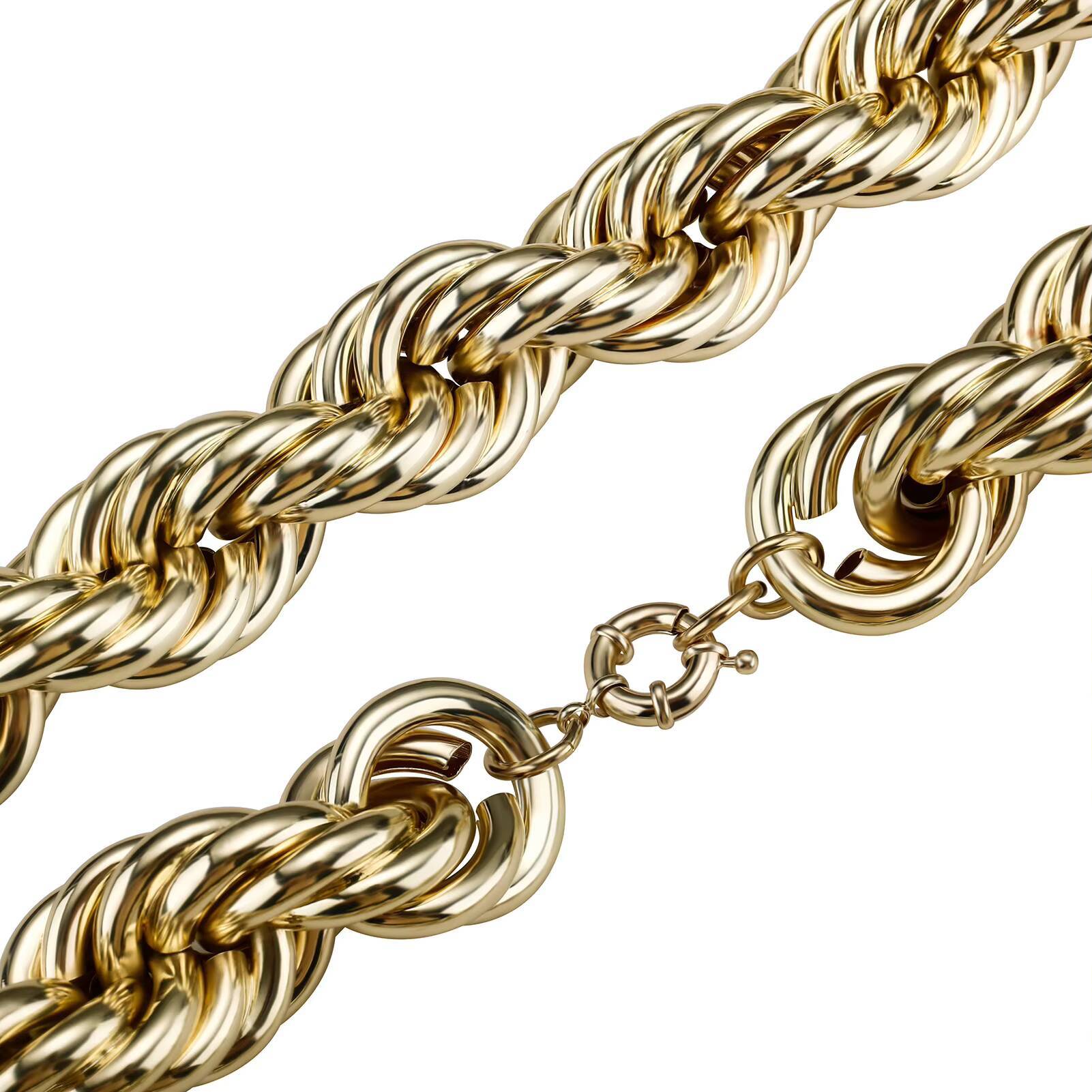 Hip Hop 30MM 14K Gold Plated Rope Chain Oversize Rope Chain for Men Gold Chain Necklace
