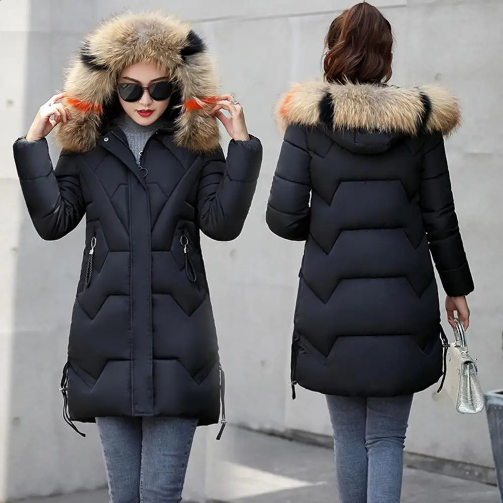 Fashion Coats Winter Jacket Women Parka Hooded Long Female Coat Solid Color Windproof Outwear Parka 250918