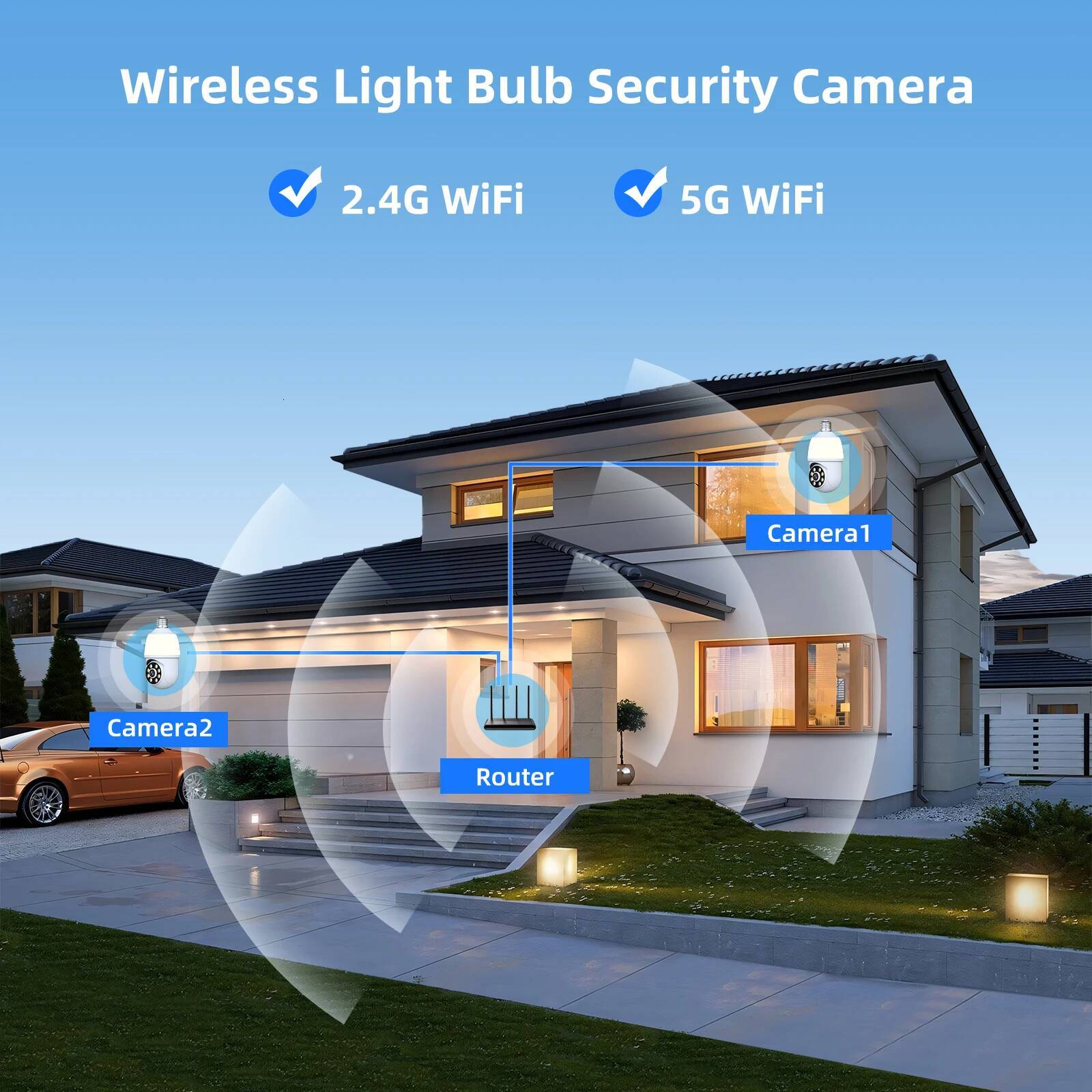 5Mp E27 Camera Wifi Surveillance With LED Bulb PTZ 10X Zoom Ai Human Tracking Two-Way Audio Night Vision Wireless Cam ICSEE
