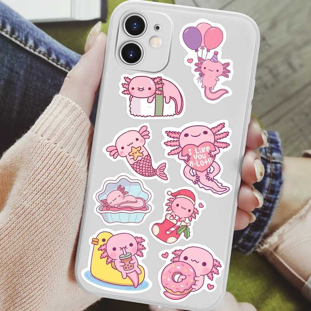 Cute Cartoon Axolotl Stickers Kawaii DIY Kids Toys Gift Decorative Decal for Laptop Phone Scrapbook Diary Luggage Waterproof C250918