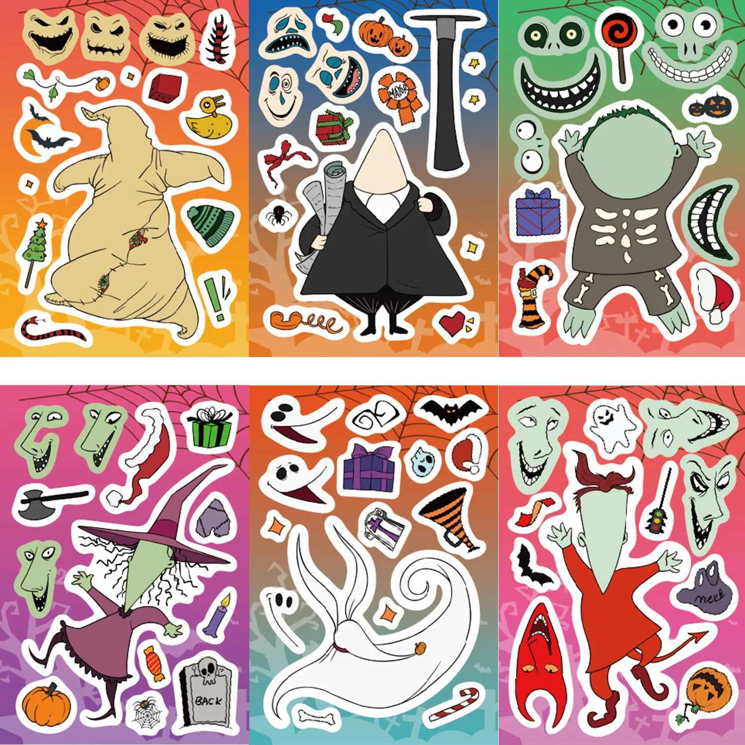 81624PCS Cartoon Halloween Horror Night Face Changing Collar DIY Phone Notebook Decoration Waterproof Stationery Sticker C250918