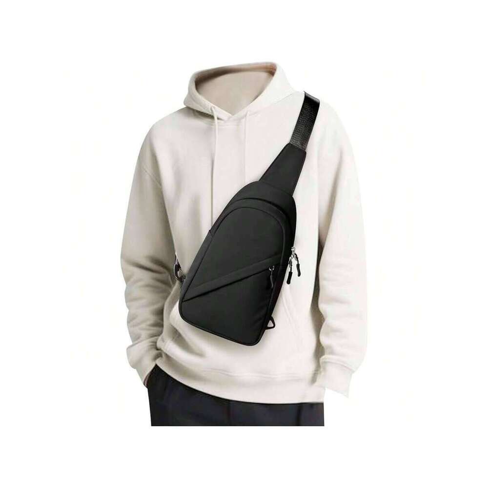 Black Sling Crossbody Bag Men Women, Daypack Mini Anti- Cross Chest Bags, Small One Strap Fanny Pack For Casual Travel Hiking Gym