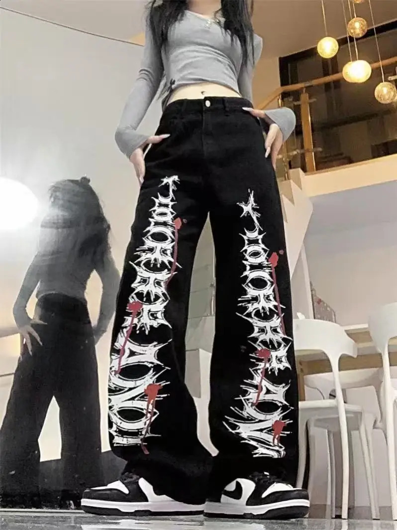 90s Hip Hop American Women Red Fashion Overalls TwoInOne Detachable Loose Jeans Y2K Wide Leg Pants Korean Retro Street Wear Z260313