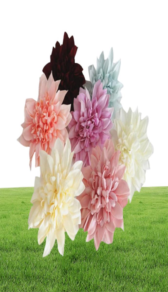 50pcs 11cm Dahlia Pompon Head Fake Flower Silk Artificial Flowers For Bride Wedding Wall Flower Garden Decoration DIY Home Decor2210169