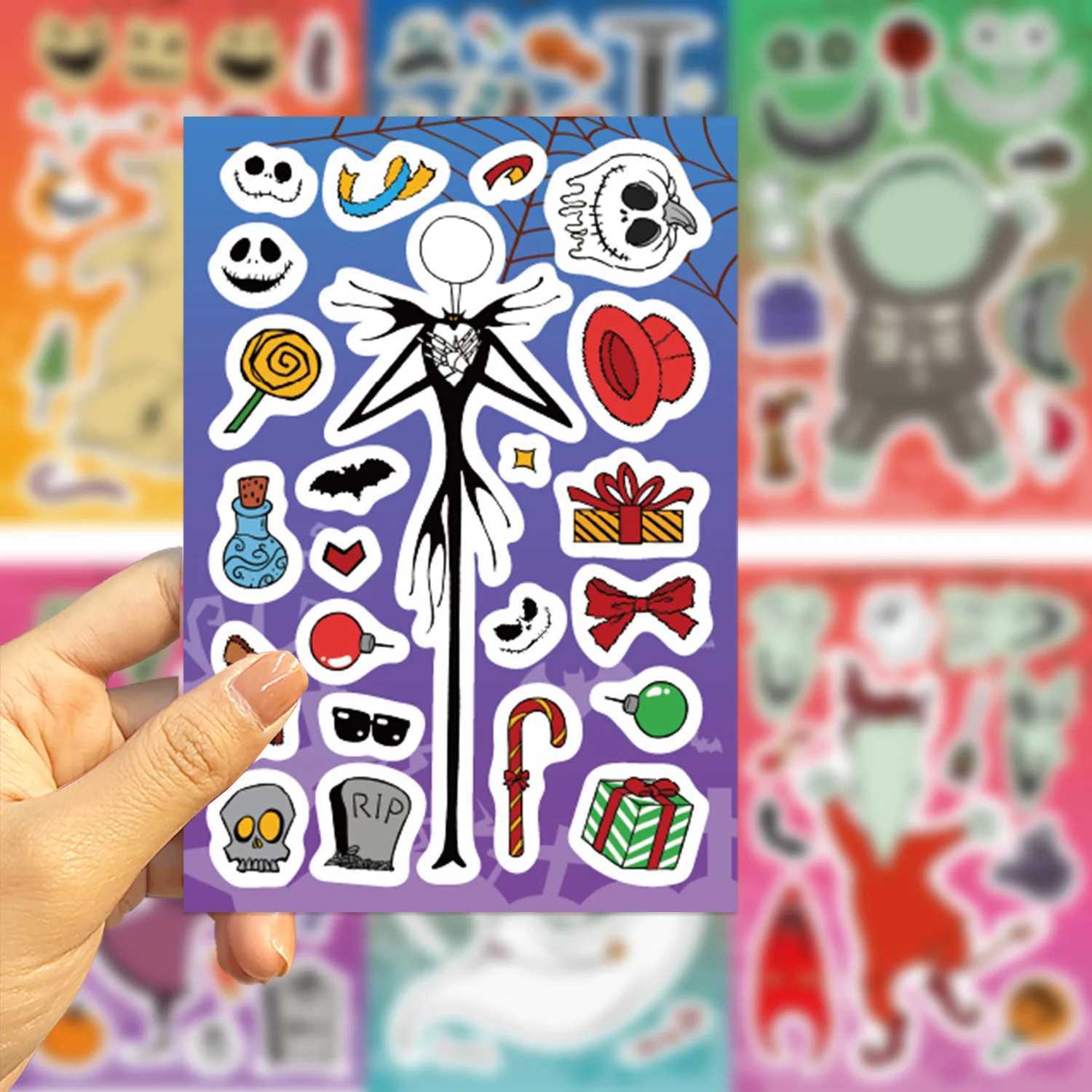 81624PCS Cartoon Halloween Horror Night Face Changing Collar DIY Phone Notebook Decoration Waterproof Stationery Sticker C250918