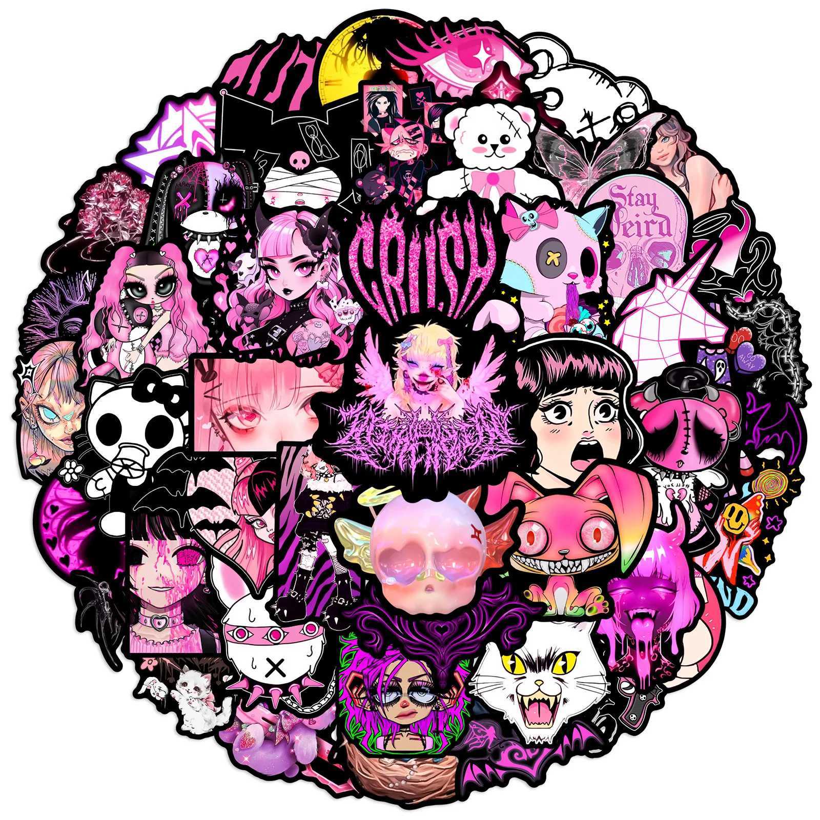 102550pcs Pink Gothic Graffiti Stickers for DIY Scrapbooking Phone Laptop Suitcase Skateboard Motorcycle Helmet C250918