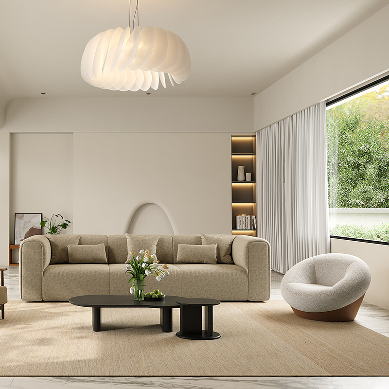 Living Room Furniture Modern White Fabric - Upholstered Pinecone - Shaped Lounge Chair with Grey Base