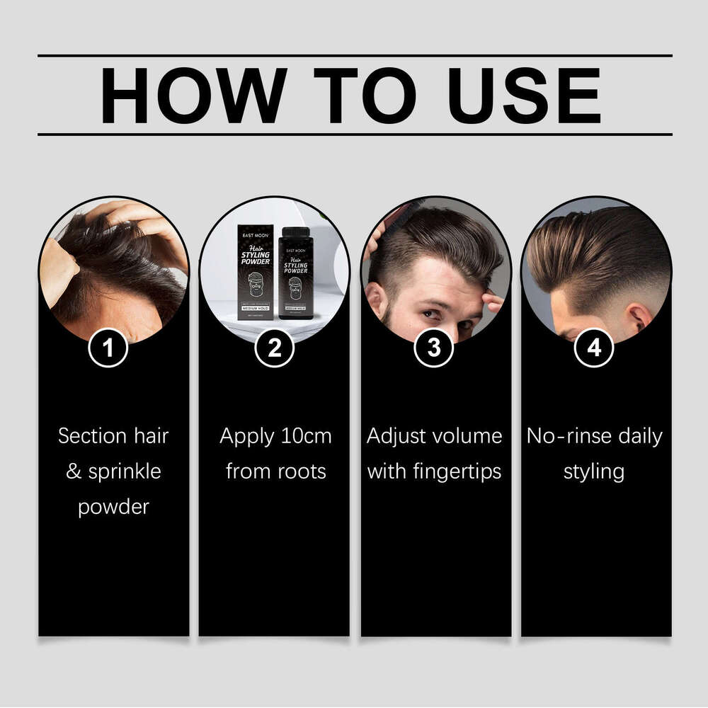 EAST MOON Men's Airy No-Wash Oil Control Matte Natural Styling Volumizing Powder