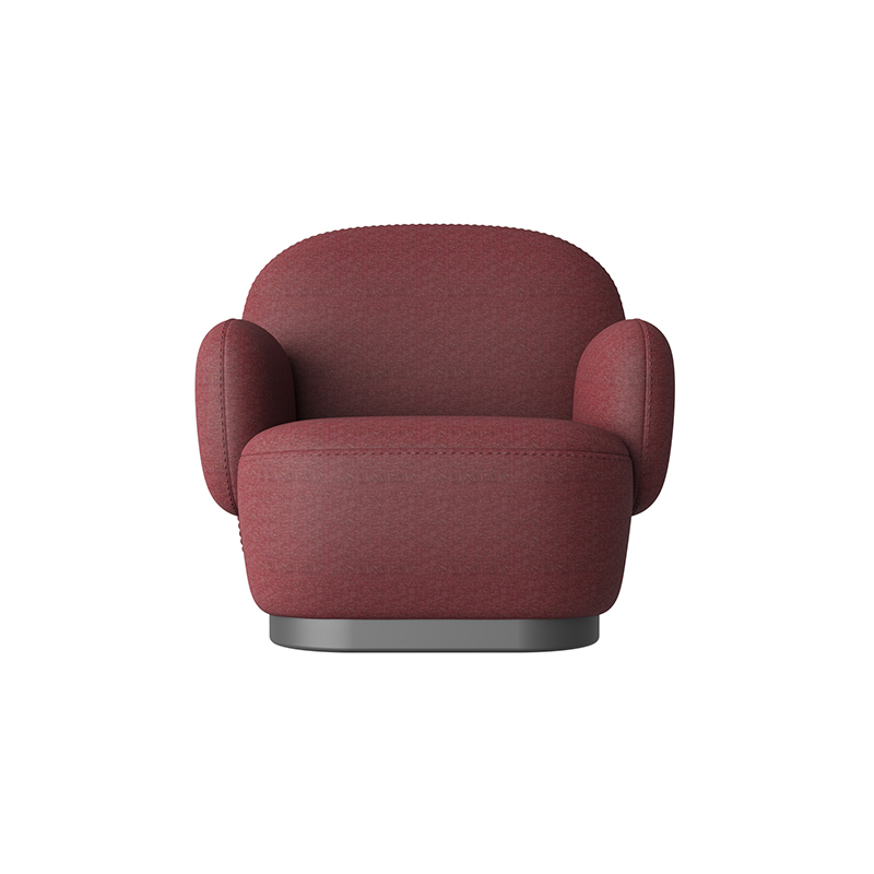 Living Room Furniture Modern Maroon - Colored Rain Flower - Inspired Upholstered Lounge Chair with Rounded Armrests