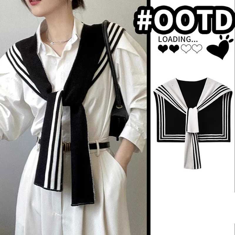 Wem Fashion Sweater Knitted Knotted Shl Black White Stripe Double sided Sweater Shl Travel Casual Scarf Knitted Shl Y250918