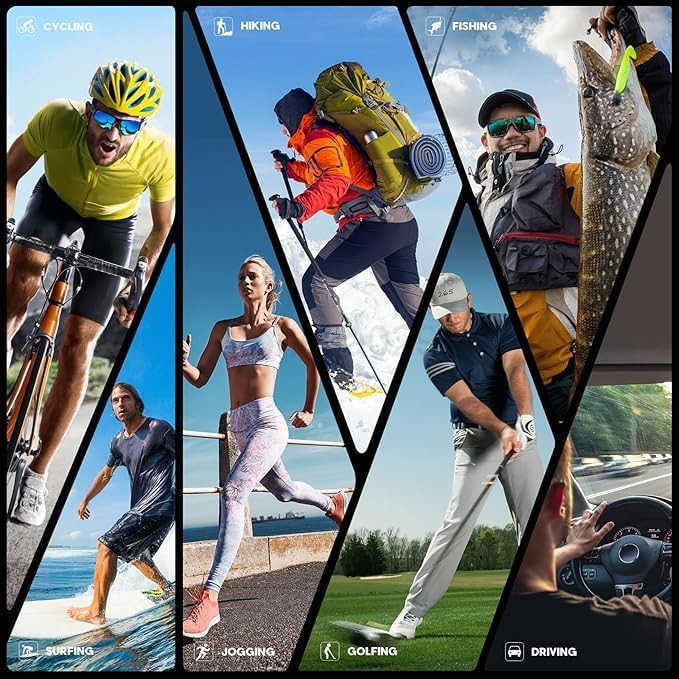 Sports Polarized Sunglasses for Men Woman Wrap Around Sun Glasses UV Protection for Running Cycling Fishing Driving W250918