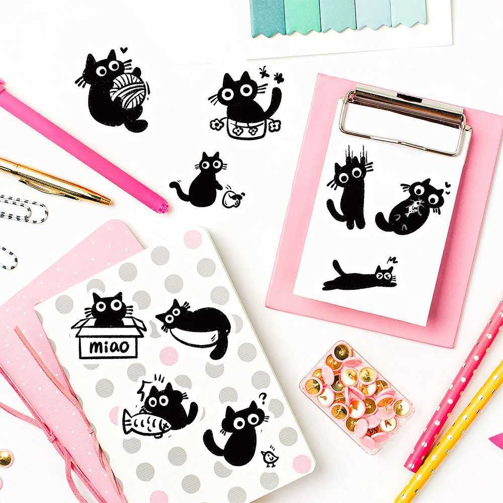 500PCS Little Black Cat Roll Stickers Decoration Collage Fashion Skateboard Phone Coffee Scrapbook For Waterproof Art Sticker C250918