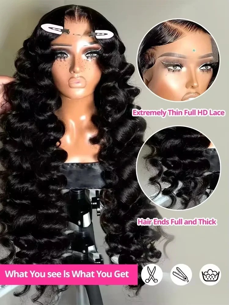 30 Inch Loose Wave Wig Human Hair Curly Wigs Loose Deep Wig 13x6 Hd Lace Front Wig Brazilian Black Deep Wave Frontal Wig For Women Ready To Wear