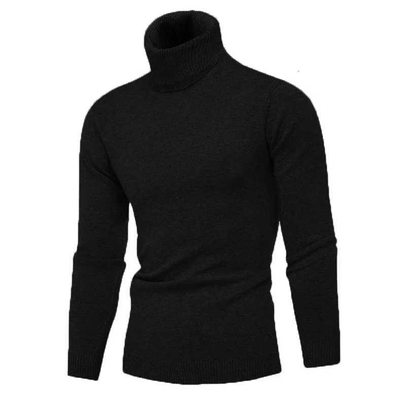 Man Autumn and Winter New Fashion Simple Solid Color Turtleneck Bottoming Sweaters Knitted Casual TopZ250918