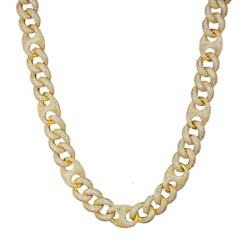 New Arrival 18MM Real Gold Plated Full Iced Out Miami Cuban Link Chain Mens Cuban Link Necklace
