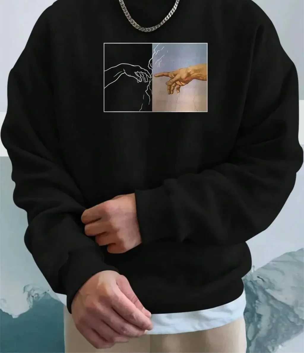 Street Style Woman Hand Printing Sweatshirts Autumn Warm Hoodies Crewneck Pullovers Fashion Casual ClothingZ250918