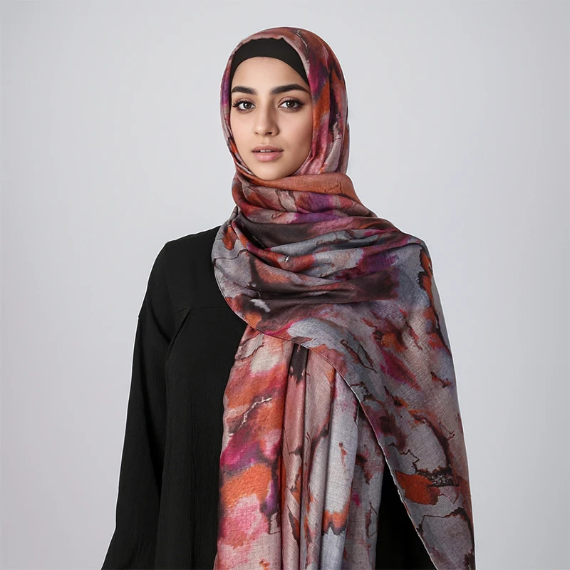 Womens Watercolor Hijab Scarf Bandana Headband Vintage Beach 180cm Long Handkerchief Bohemia Muslim Accessories 250917