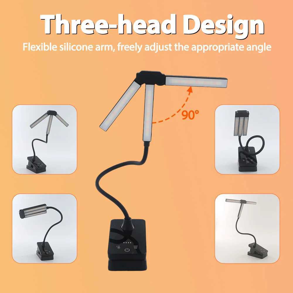 Eyecare 51 LED Clip Reading Book Lamp 4 Colors Modes Adjustable Brightness Flexible Rotating Desk Lights Bedroom Night Light C250918