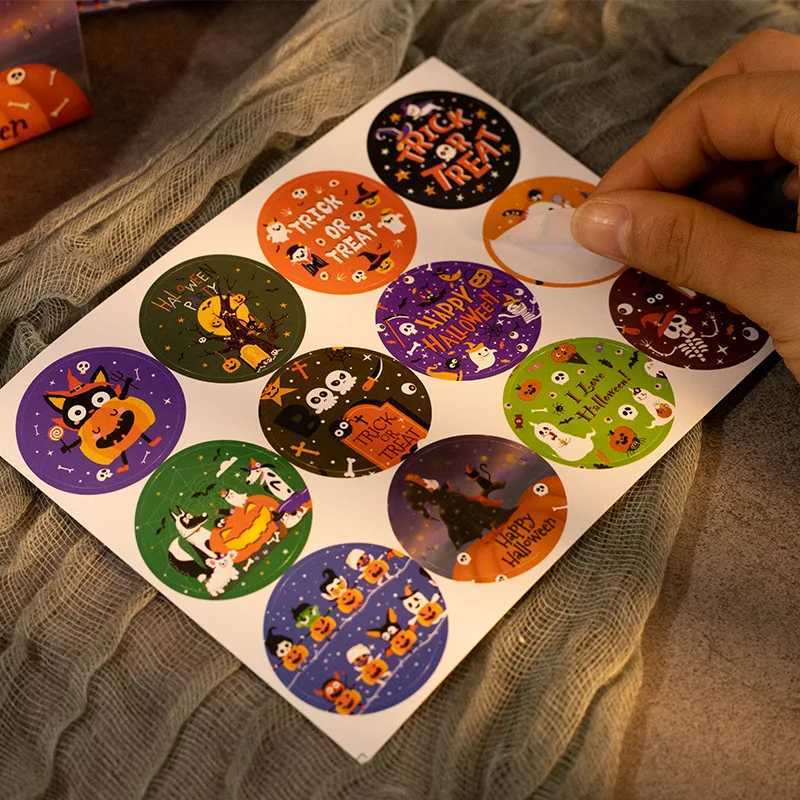 4 Sheet Happy Halloween Cartoon Ghost Pumpkin Pattern Sticker Gifts Boys Girls Birthday Celebration Decoration Party DIY Supplie C250918
