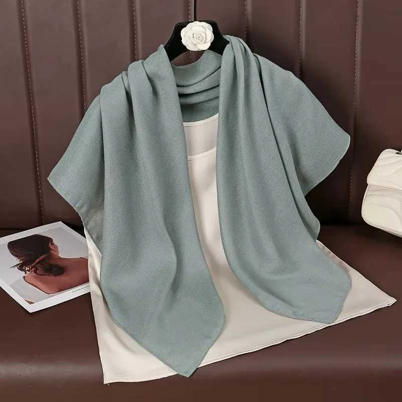 9090cm Thin Soft Square Scarves for Wen Simplicity Solid Color Cotton Linen scarf Muslim Fems Hijabs Bag Accories Y250918