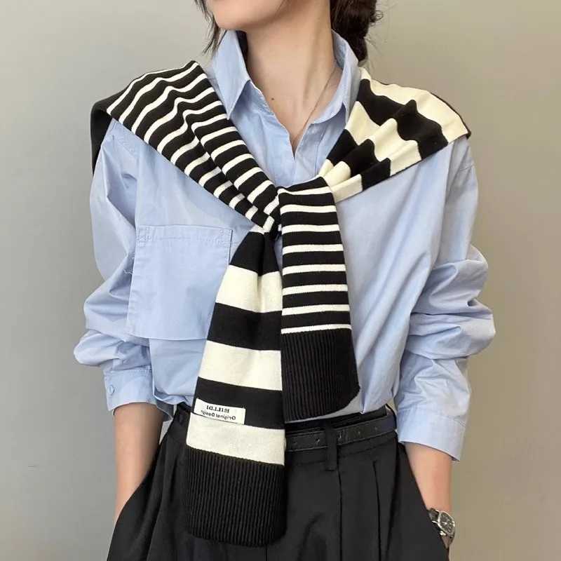 The Seasons Knitted Preppy Striped intersect Shl HighGrade Summer Off AirConditio Ro Neck And Shoder Scarf Y250918