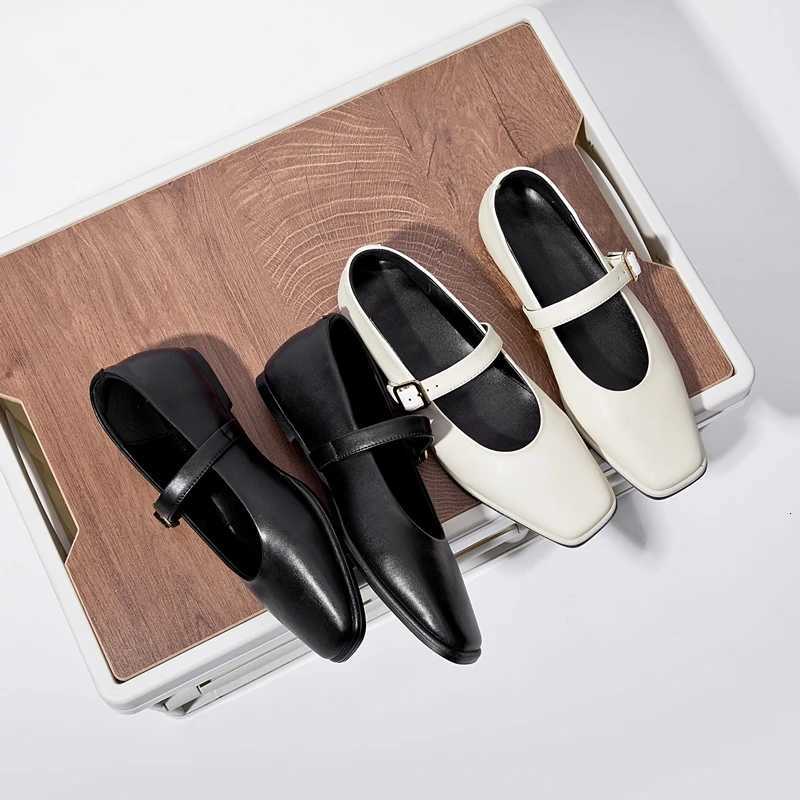 AIYUQI Mary Jane Shoes Female Genuine Leather 2025 New Snap Ballet Shoes Women Square Toe Flat Cowhide Ladies Shoes W250918