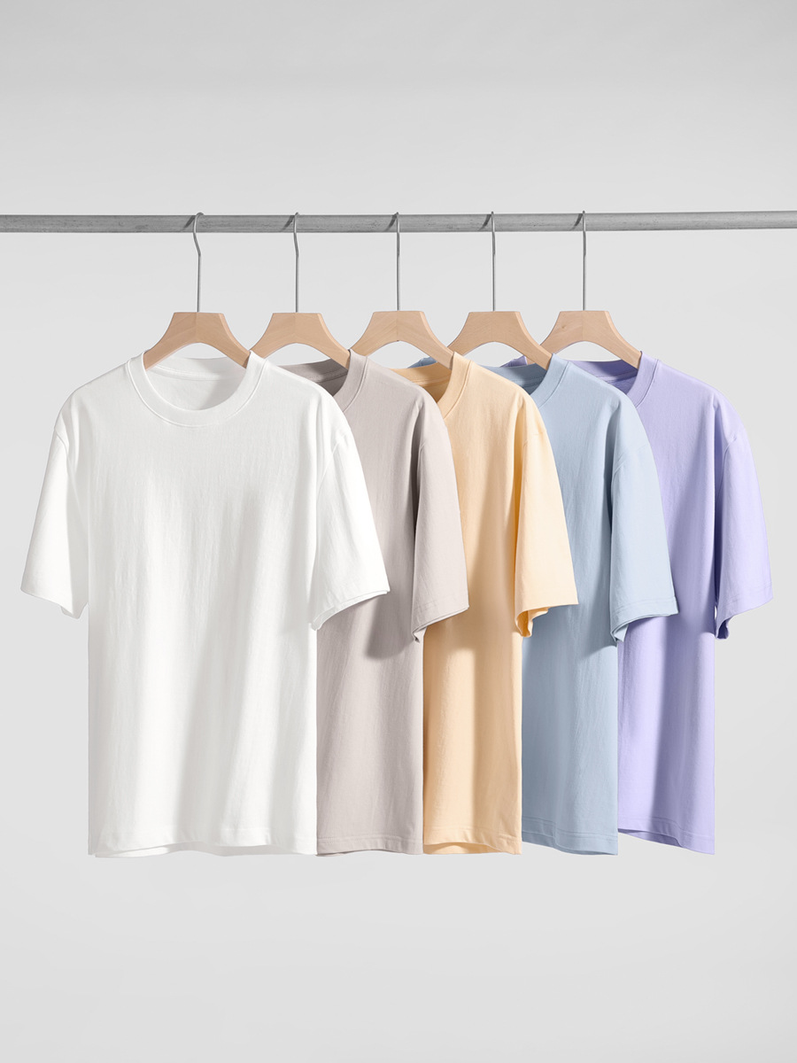 Men's Spring New White Short-Sleeve T-Shirt: Loose Cotton Solid-Colored Top, Perfect for Layering/Inner Wear, Customizable-11D