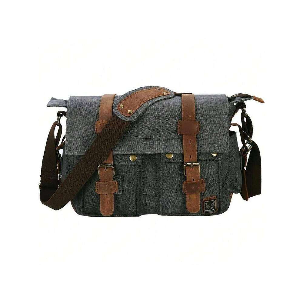 Men's Lightweight Vintage Waterproof Canvas DSLR SLR Shockproof Camera Shoulder Messenger Sling Bag