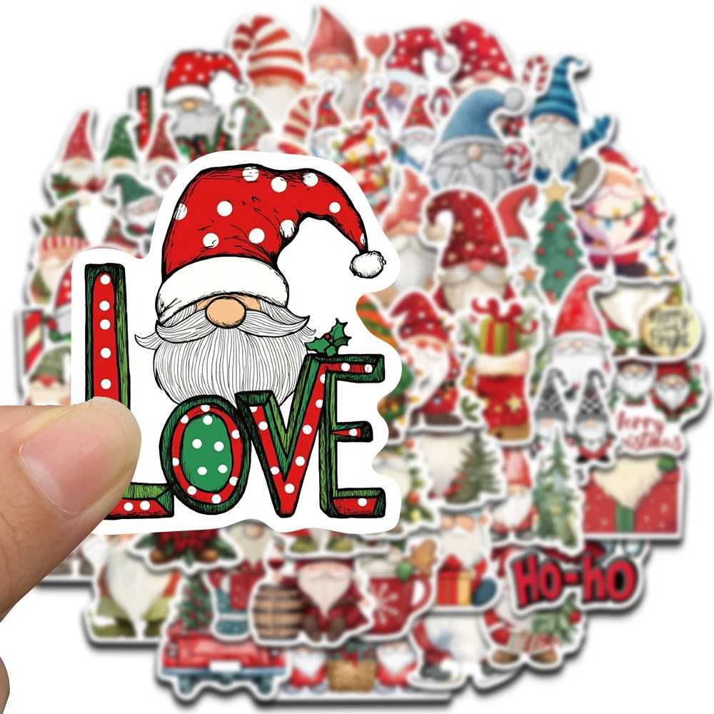 50PCS Happy Christmas Gnome Stickers PVC Decorative for Home 2024 Wall Sticker Gift Year Christmas 2025 Aesthetic Phone Sticker C250918