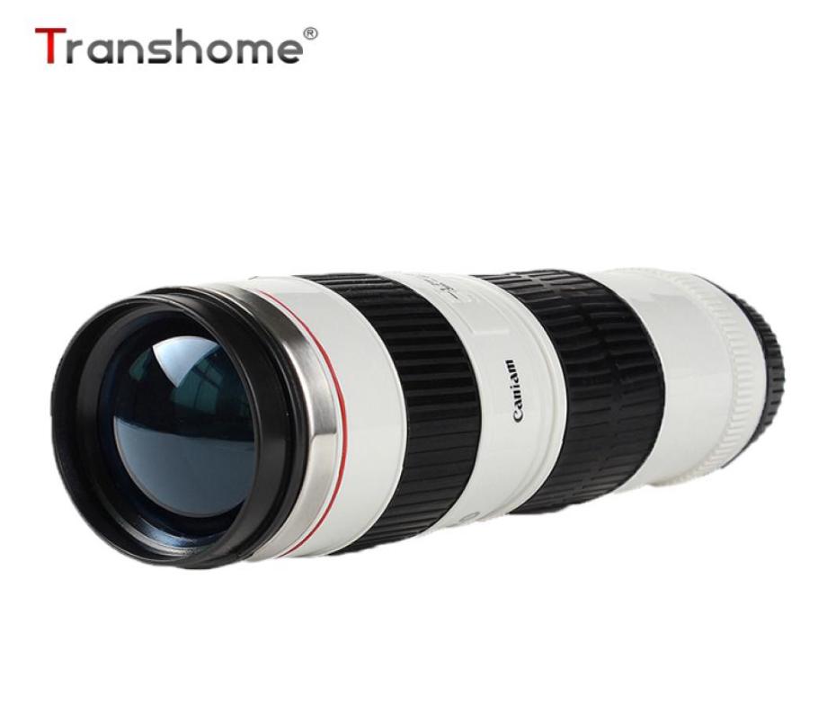 Transhome Camera Lens Mug 440ml New Fashion Creative Stainless Steel Tumbler Canon 70200 Lens Thermo Mugs For Coffee Cups C182022492