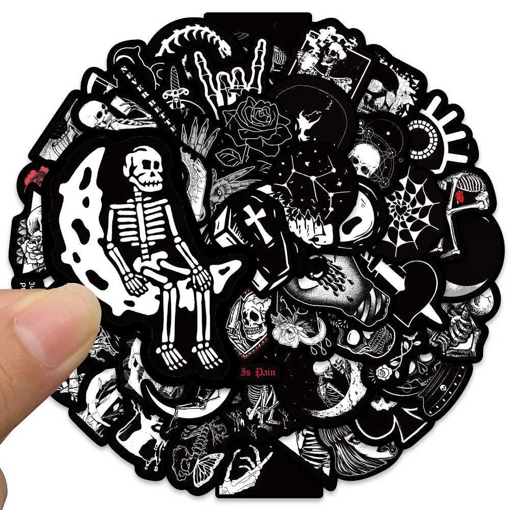 50pcs Cool Punk Gothic Darkness Skull Graffiti Stickers For Laptop Phone Guitar Luggage Diary Waterproof Vinyl Decals C250918