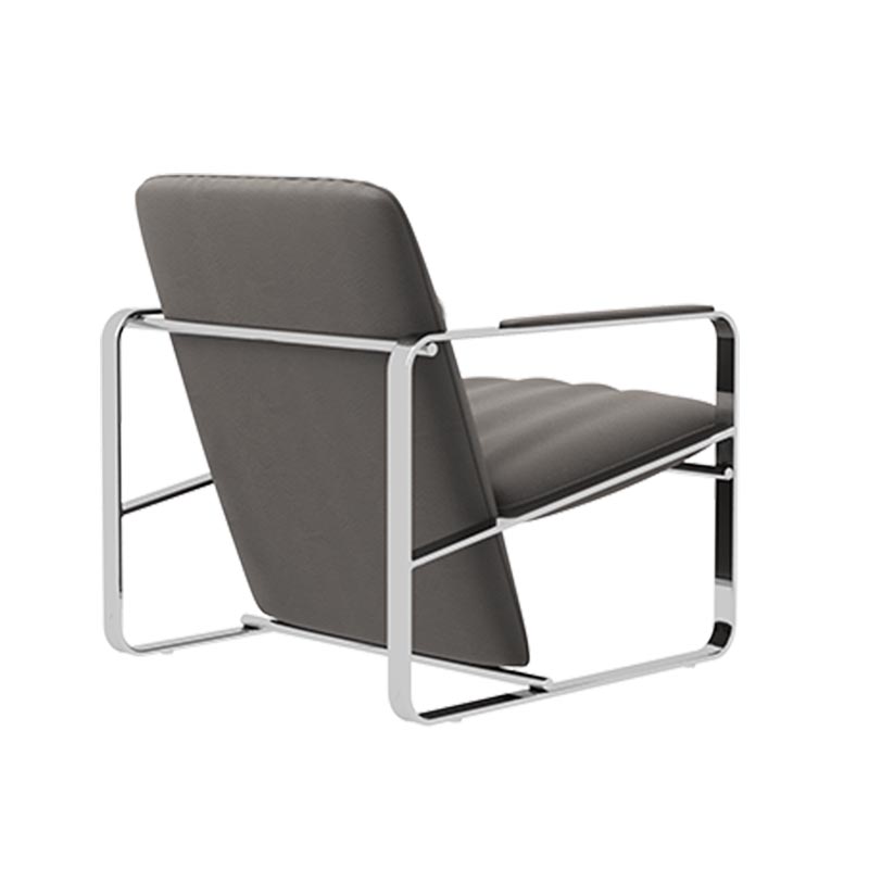 Living Room Furniture Modern Grey Upholstered Kite - Shaped Lounge Chair with Stainless Steel Frame