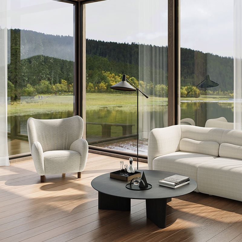 Living Room Furniture Modern Sheep - inspired Beige Fluffy Upholstered Lounge Chair for Living Room & Reading Corners