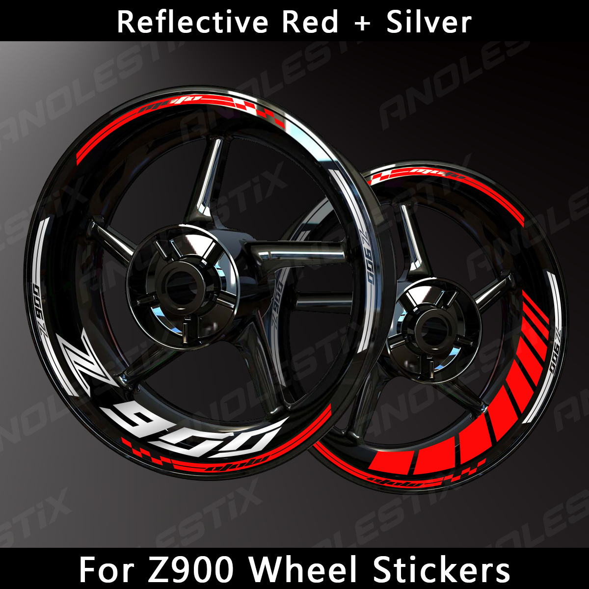 For Kawasaki Z900 AnoleStix Reflective Motorcycle Wheel Sticker Hub Decal Rim Moto Stripe Tape