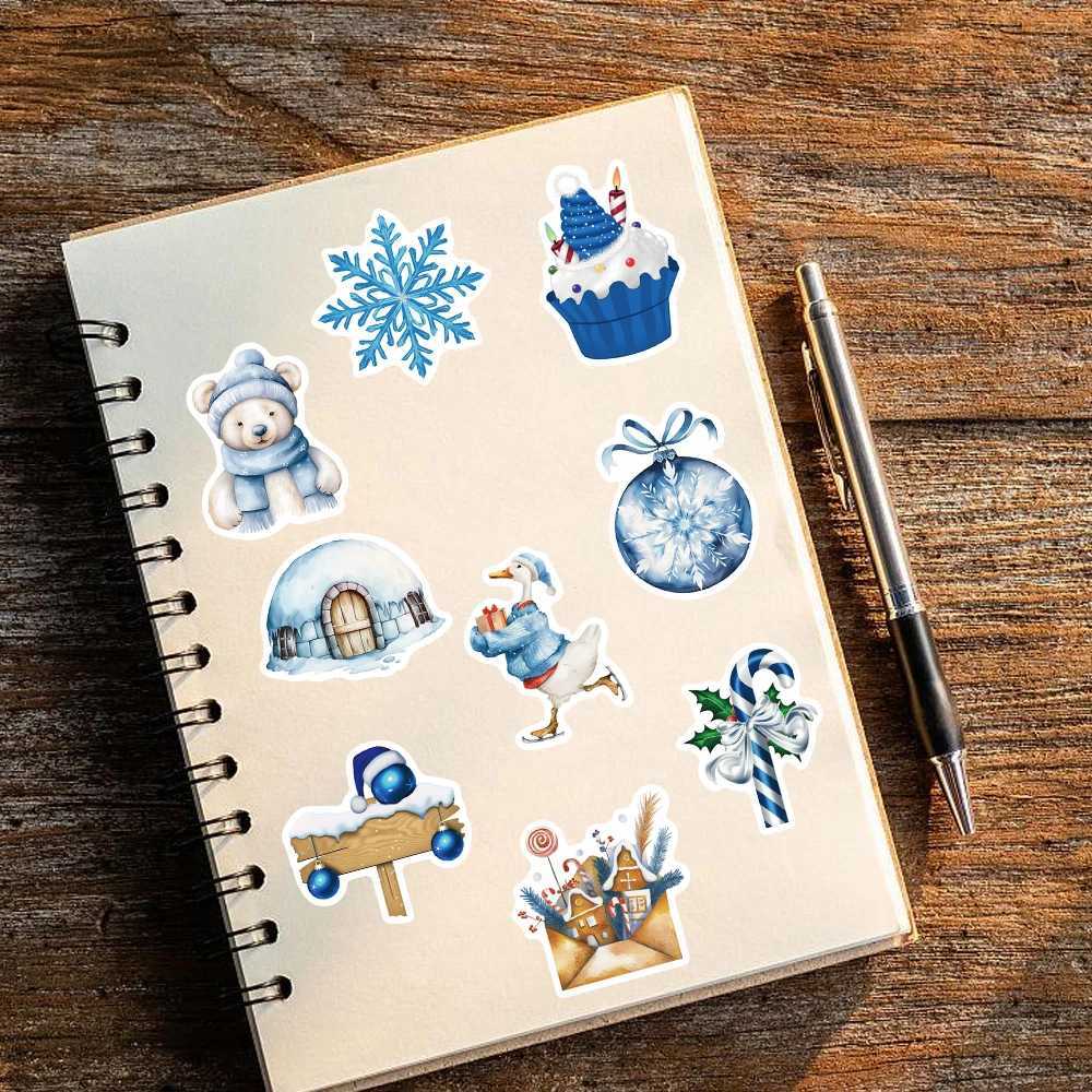 50PCS Blue Winter Stickers Scrapbooking Laptop Graffiti Room Community Art Picture Diary Y2k Fashion Phone Fun Christmas Sticker C250918