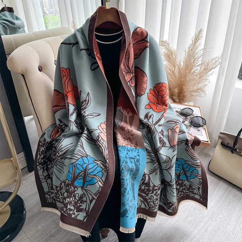 New Luxury Design Winter TwoSided Cashmere Jacquard Scarves High Quty Wen Thicken Wr Shl Ladies Wool Scarf Y250918