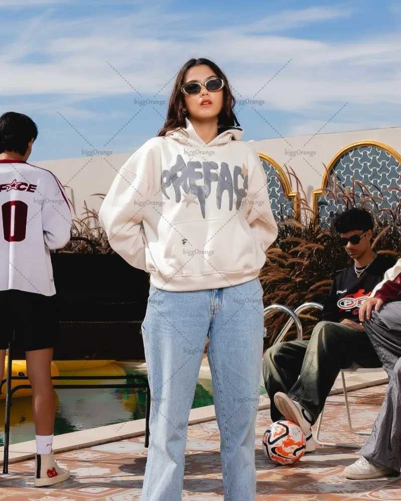 New American Casual Loose Top Letter Printed Fashion Versatile Hoodie Men High Street Harajuku Y2K Oversized Sweatshirt WomenZ250918