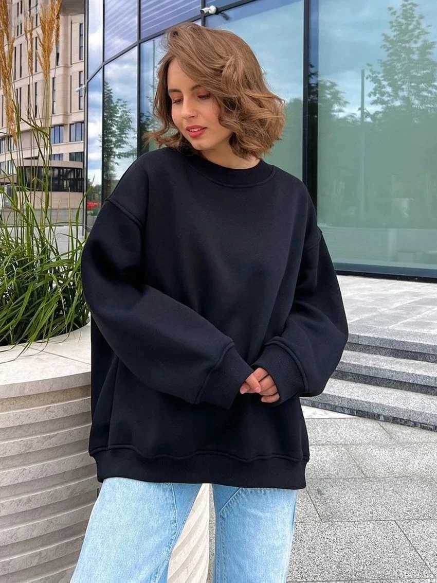 Blubelle Oversized Hoodies Sweatshirts for Women Autumn Winter Thick Warm Fleece Sweatshirt Girls Streetwear Loose PulloversZ250918