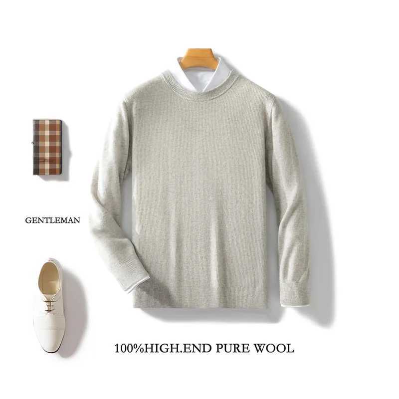 Men Soft 100 Merino Wool Casual ONeck Knit Sweater Long Sleeves Pullover Cashmere Comfortable Solid Color Warm Clothing TopZ250918
