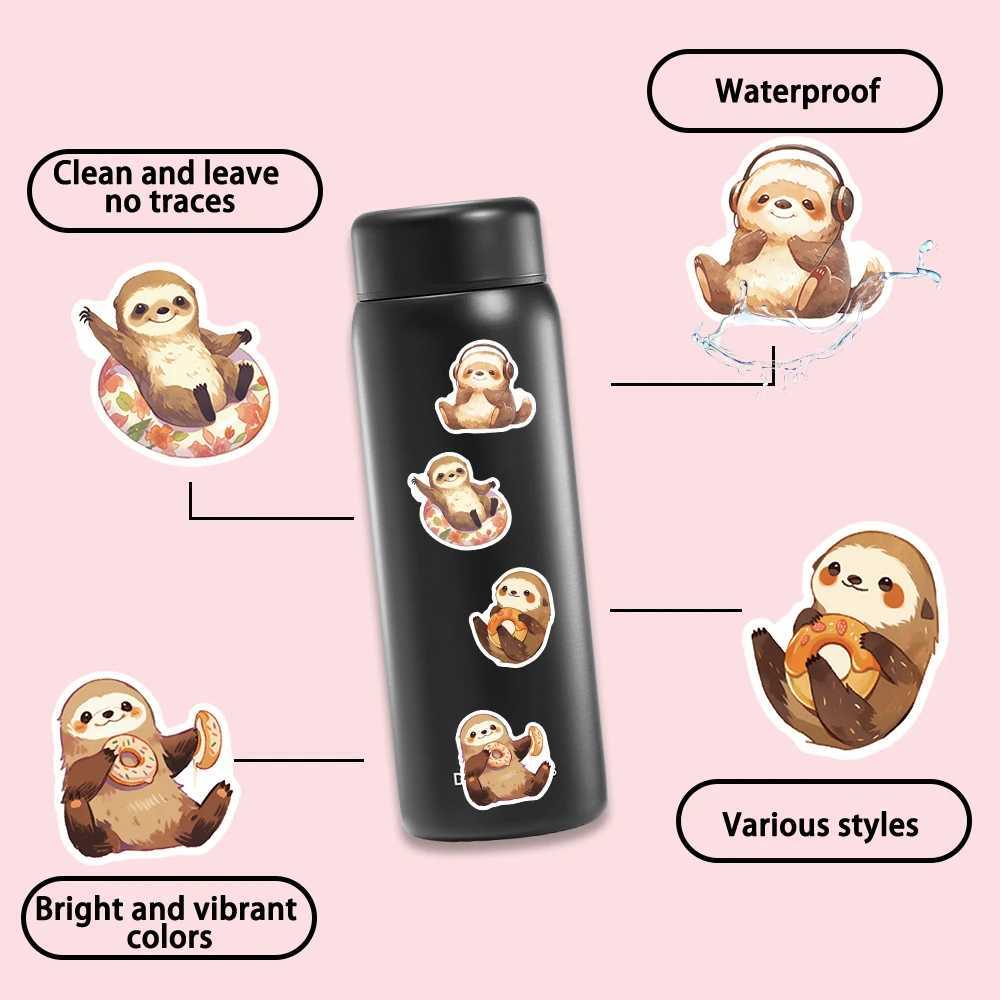 50PCS Cute Sloth Sticker Notebook Graffiti Waterproof Luggage Scrapbooking Suitcase Skateboards PVC Bicycle Cafe Stickers C250918