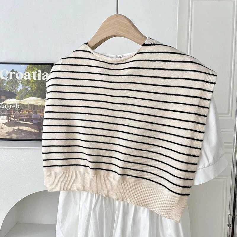 Spring Fall Solid Color Knitted Shl Stripe Shoder Ce Autumn Elegant Style Outside Sunscreen Cloak For Wen Y250918
