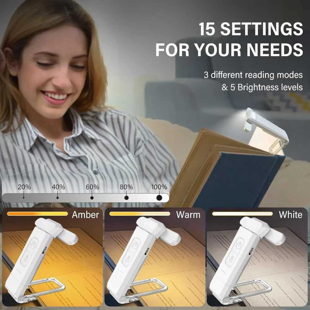 Reading Light USB Rechargeable Book Light for Reading At Night in BedLED Clip on Portable Bookmark Light for Reading in Bed C2509181
