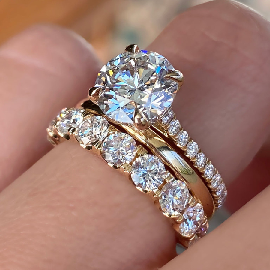 Brilliant Sparkling Cubic Zirconia Bridal Sets Promise Couple Wedding Engagement Rings For Men Women Love Bands Jewelry 250729