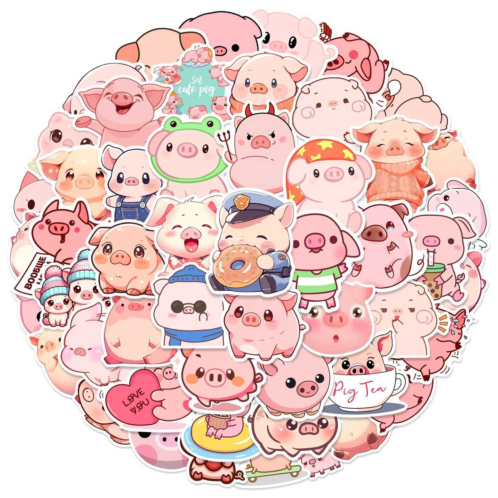 50pcs Cute Little Piggy Cartoon Graffiti Animals Stickers Phone Guitar Laptop Suitcase Water Bottles Waterproof Sticker Gift C250918