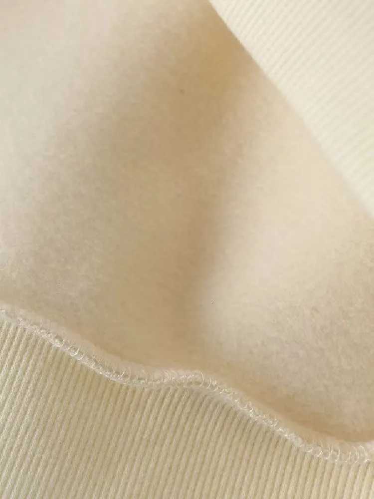 2022 Women Round collar Front Spliced Knitted Pockets Pullover Hoodies Sweats Winter Keep Warm With Fleece Sweatshirt BeigeZ250918