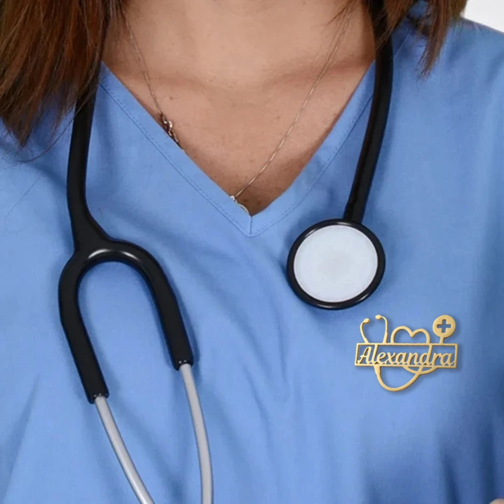 ly Customized Love Stethoscope Name Personalized Doctors Brooch Stainless Steel Jewelry Gift 250917
