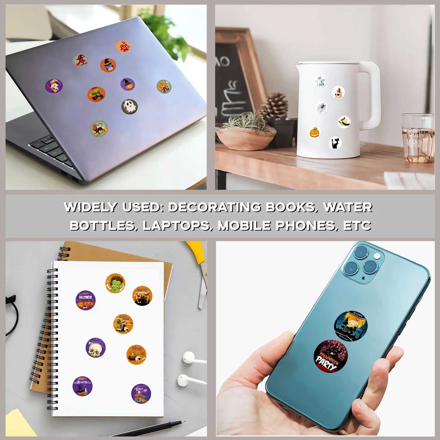 500Pcs Round Cartoon Halloween DayAll SaintsDay Stickers 25cm1 Roll DlY Craft Decoration Scrapbook Label Gift Sealing C250918