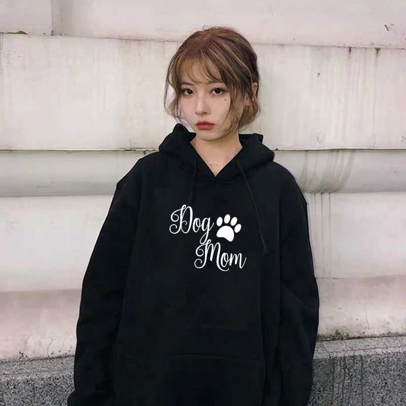 Women Heartshaped Print Hoodie Sudadera Mujer Female Streetwear Dog Mom Plus Velvet Hoodies Long Sleeve SweatshirtZ250918